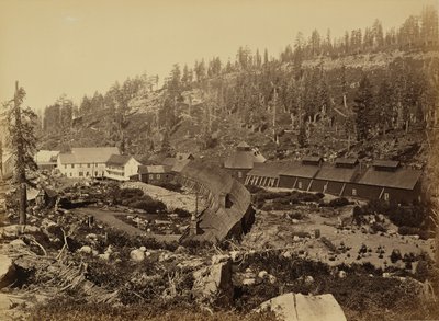 Estación de Summit con el extremo oeste del túnel, C.P.R.R. de Carleton Watkins