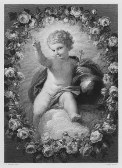 El niño Jesús, del cuadro en la Colección Real (grabado) de Carlo (after) Maratta or Maratti