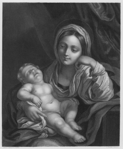 La Virgen y el Niño, del cuadro en la Colección Real (grabado) de Carlo (after) Maratta or Maratti