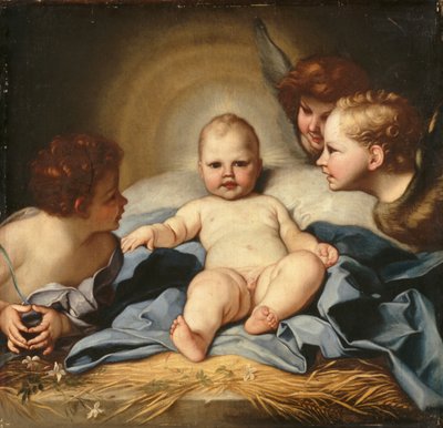 El Niño Cristo con Ángeles y el Niño San Juan Bautista de Carlo (follower of) Maratta or Maratti