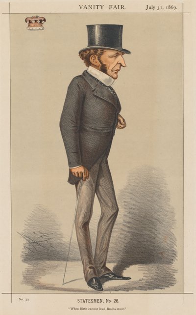 Vanity Fair: Estadista No. 26 Cuando el nacimiento no puede liderar, el cerebro debe hacerlo, 1869 de Carlo