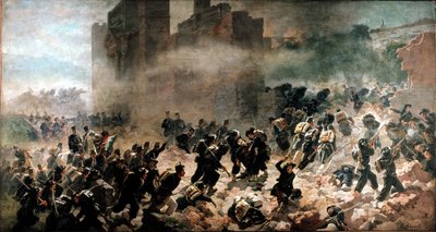 La brecha de la Porta Pia, Roma (20 de septiembre de 1870) - Pintura de Carlo Ademollo (1825-1911). Milán, Museo del Risorgimento de Carlo Ademollo