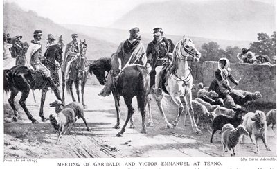 Encuentro de Garibaldi y Víctor Manuel en Teano, ilustración de 