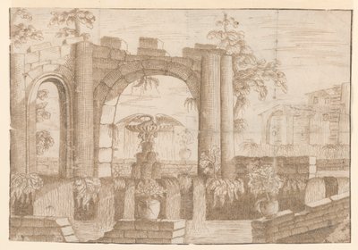 Un jardín con arco en ruinas de Carlo Antonio Buffagnotti