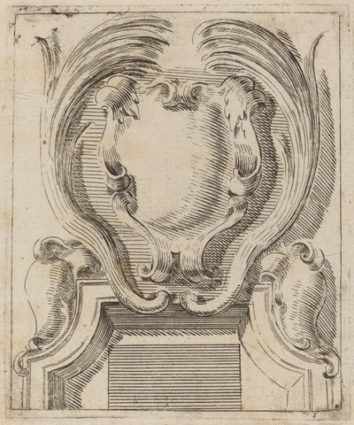 Motivo arquitectónico con tres escudos de Carlo Antonio Buffagnotti