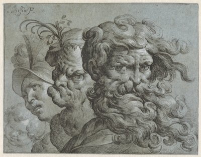 Cuatro cabezas de personajes de niños y hombres de diferentes edades. Cuatro cabezas de personajes de niños y hombres de diferentes edades. de Carlo Biffi