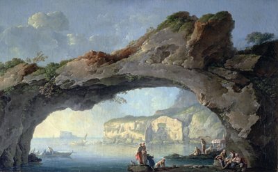 Un Gran Arco de Roca con Vista al Mar de Nápoles de Carlo Bonaria or Bonavia