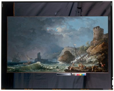 Una tormenta en una costa rocosa de Carlo Bonaria or Bonavia