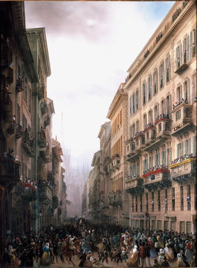 Carnaval en la calle de Milán de Carlo Bossoli