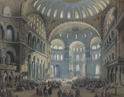 Interior de la Hagia Sophia en Constantinopla de Carlo Bossoli