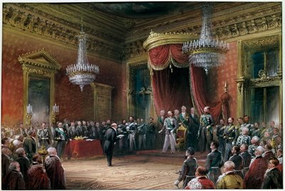 Risorgimento - Carlo Farini (1812-1866) presenta a Victor Emmanuel II (Victor Emmanuel) (Vittorio Emanuele) (1820-1878) el pacto de anexión de Emilia Romagna en 1860 de Carlo Bossoli