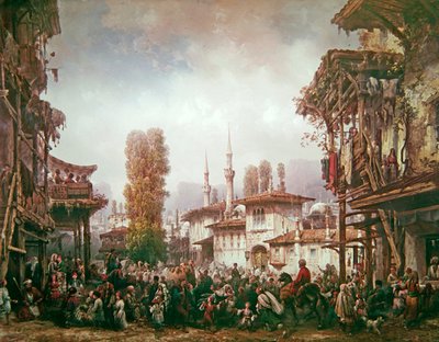 Escena callejera en Constantinopla de Carlo Bossoli