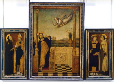Retablo de la Anunciación con San Benito, San Agustín, San Esteban y San Ángelo de Carlo Braccesco