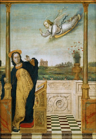 Anunciación. Panel central de un tríptico (pintura sobre madera) de Carlo Braccesco