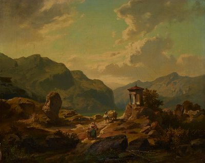 paisaje de montaña con un lago de Carlo Brioschi