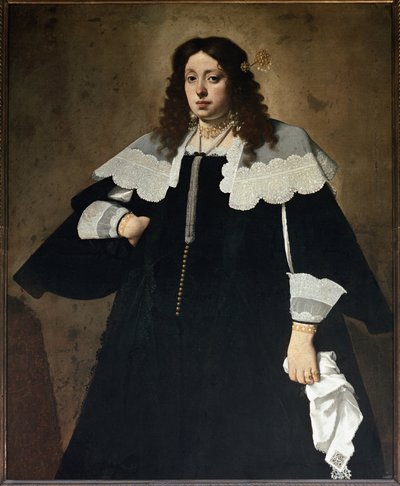 Retrato de una dama con un pañuelo blanco de Carlo Ceresa