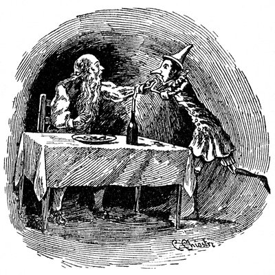 Ilustración de Pinocho por Carlo Chiostri (1863-1939), uno de los primeros ilustradores italianos de la obra de Collodi. La marioneta de madera encuentra a su padre Gepetto en el vientre del tiburón que se los tragó. de Carlo Chiostri