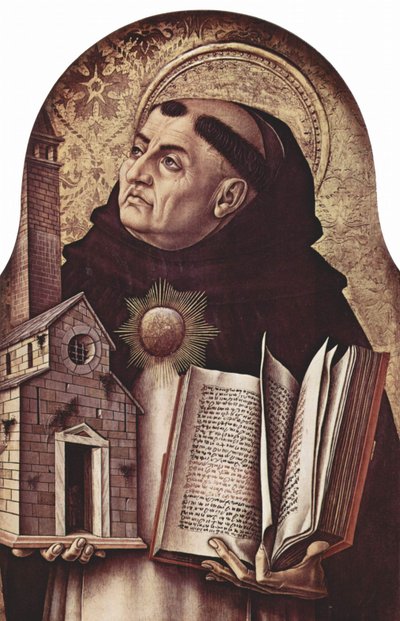 Altar de San Domenico in Ascoli, políptico, panel exterior izquierdo: Santo Tomás de Aquino de Carlo Crivelli