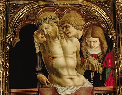 Lamentación de Cristo Muerto, (detalle) del políptico de Sant