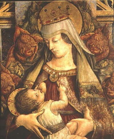 Madonna amamantando a su hijo (detalle) de Carlo Crivelli