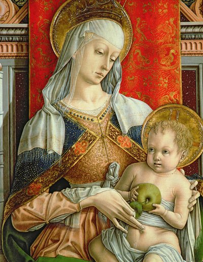 Madonna y el Niño, (detalle) del políptico de Sant