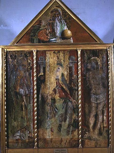 Madonna y Niño con santos, el primer tríptico de Valle Castellamo de Carlo Crivelli