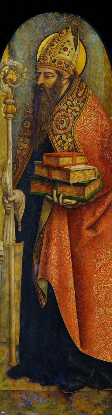 ""Representación de San Agustín de Hipona"" (354-430) Pintura de Carlo Crivelli (circa 1435-1495) circa 1480 Museo Nacional de Arte Occidental, Tokio Japón de Carlo Crivelli