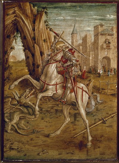 San Jorge matando al dragón (Predela de Pala Odoni) de Carlo Crivelli
