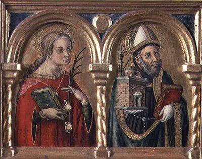 Santa Águeda y San Agustín (predela) (detalle) de Carlo Crivelli