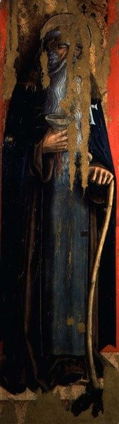 San Antonio Abad, panel izquierdo del segundo tríptico de Valle Castellamo de Carlo Crivelli
