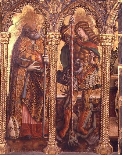 San Nicolás y San Miguel (detalle) de Carlo Crivelli