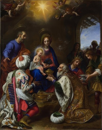 La adoración de los Reyes. 1649 de Carlo Dolci