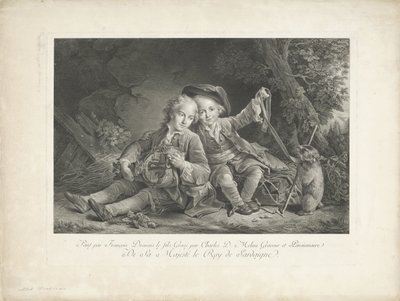 Dos niños con marmota de Carlo Domenico Melini