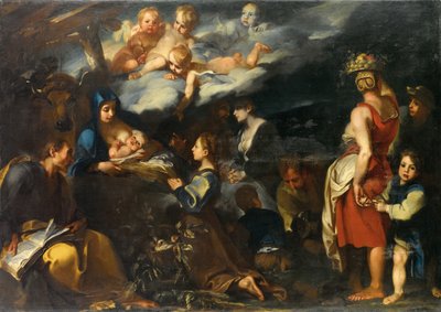 Adoración del Niño con San Lucas, c.1700 de Carlo Donelli