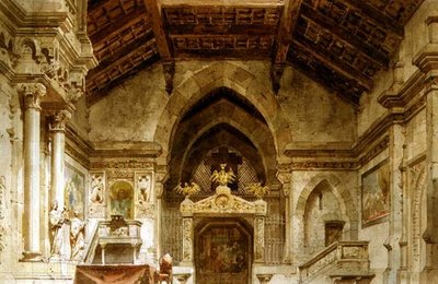 Diseño de escenario para una ópera de Carlo Ferrario