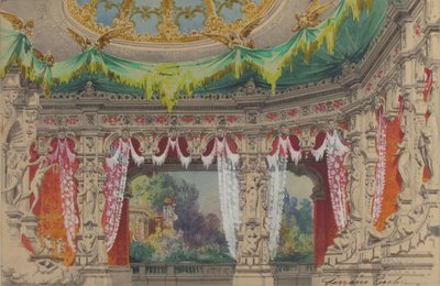 Diseño de escenario para un ballet: Don Parasol, 1869 de Carlo Ferrario