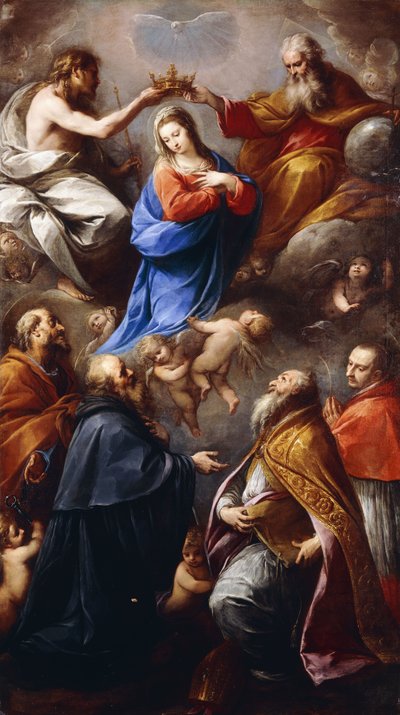 La coronación de la Virgen con los santos Pedro, Pablo, Ambrosio y Carlos Borromeo de Carlo Francesco Nuvolone