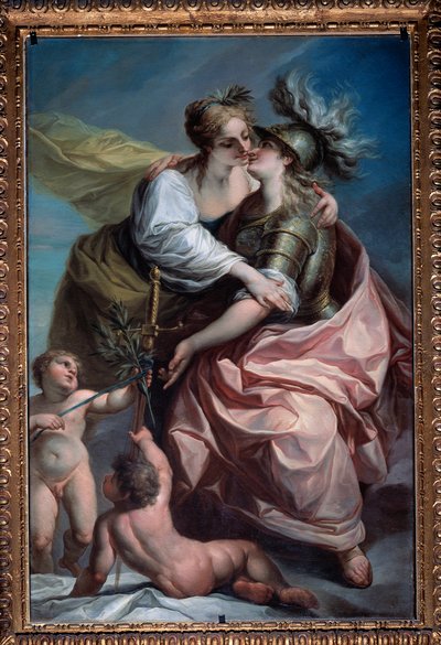 Alegoría de los trece valores de la república: la Paz abrazando la Justicia (Pintura, después de 1783) de Carlo Giuseppe Ratti