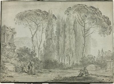 Dolientes en un cementerio de Carlo Labruzzi