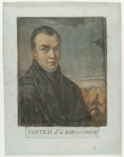 Portret van schilder Jacques Courtois Kunstenaars Zelfportret En in de Galleria degli Uffizi te Florence (título de la serie) Los autorretratos de la Real Galleria di Firenze (título de serie) de Carlo Lasinio
