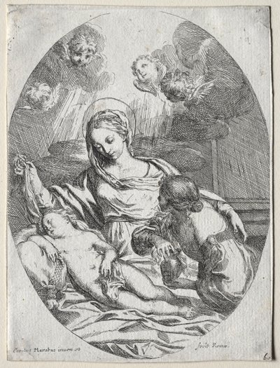 Madonna y el Niño con la Magdalena de Carlo Maratta or Maratti