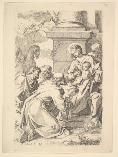 La Adoración de los Magos (copia invertida) de Carlo Maratti
