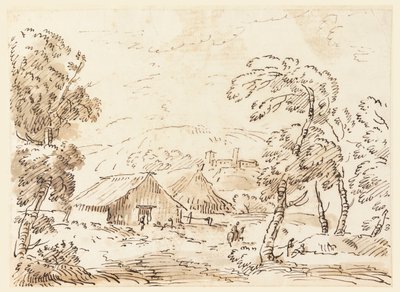 La Morada de un Campesino y un Castillo en un Paisaje Montañoso de Carlo Marchionni