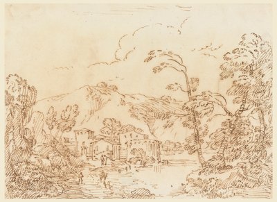 Un pueblo en un arroyo en un país montañoso de Carlo Marchionni