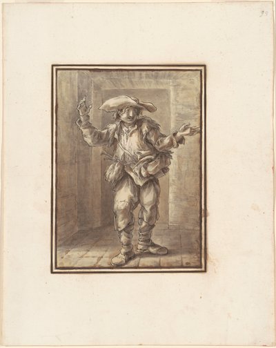 Caricatura de un campesino con sombrero ancho de Carlo Marchionni