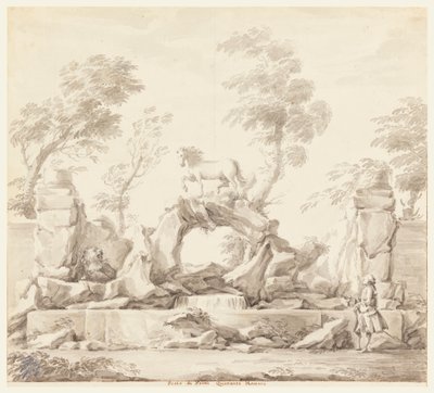 Diseño para una fuente con Pegaso, para la Villa Albani, Roma de Carlo Marchionni