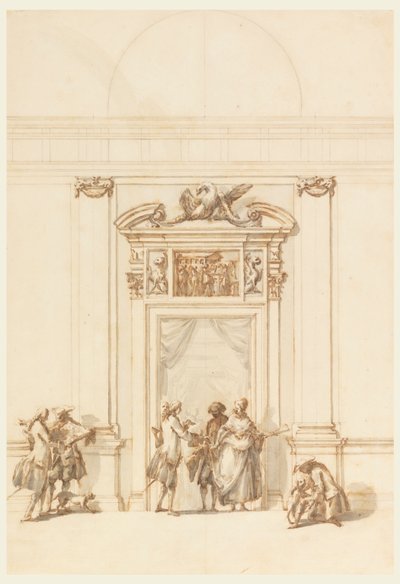 Diseño para el Portal Norte, Gran Galería, Villa Albani, Roma, Italia de Carlo Marchionni