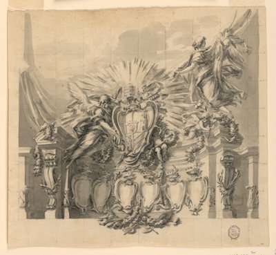 Diseño para la decoración de la fachada de San Pedro, Roma, para la canonización de Giuseppe da Copertino y Jeanne-Françoise de Chantal de Carlo Marchionni