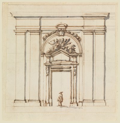 Diseño para la sección de una parte de una pared con un marco de puerta de Carlo Marchionni