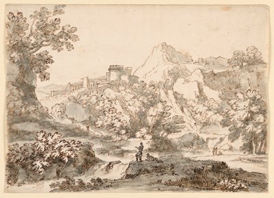 Dibujo, Paisaje con ciudad, 1750-1770 de Carlo Marchionni